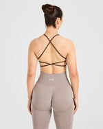 Essential Crossback Sports Bra - Deep Cocoa Brun