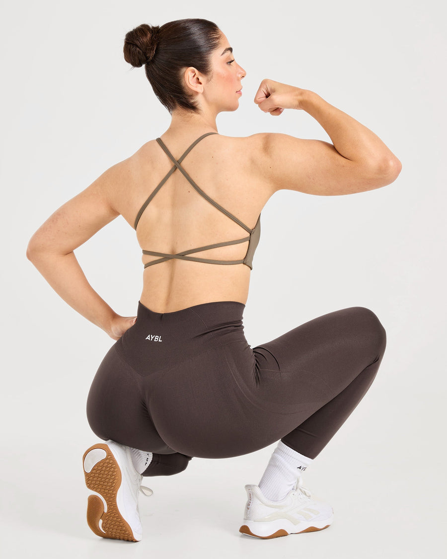 Essential Crossback Sports Bra - Mocha Brun
