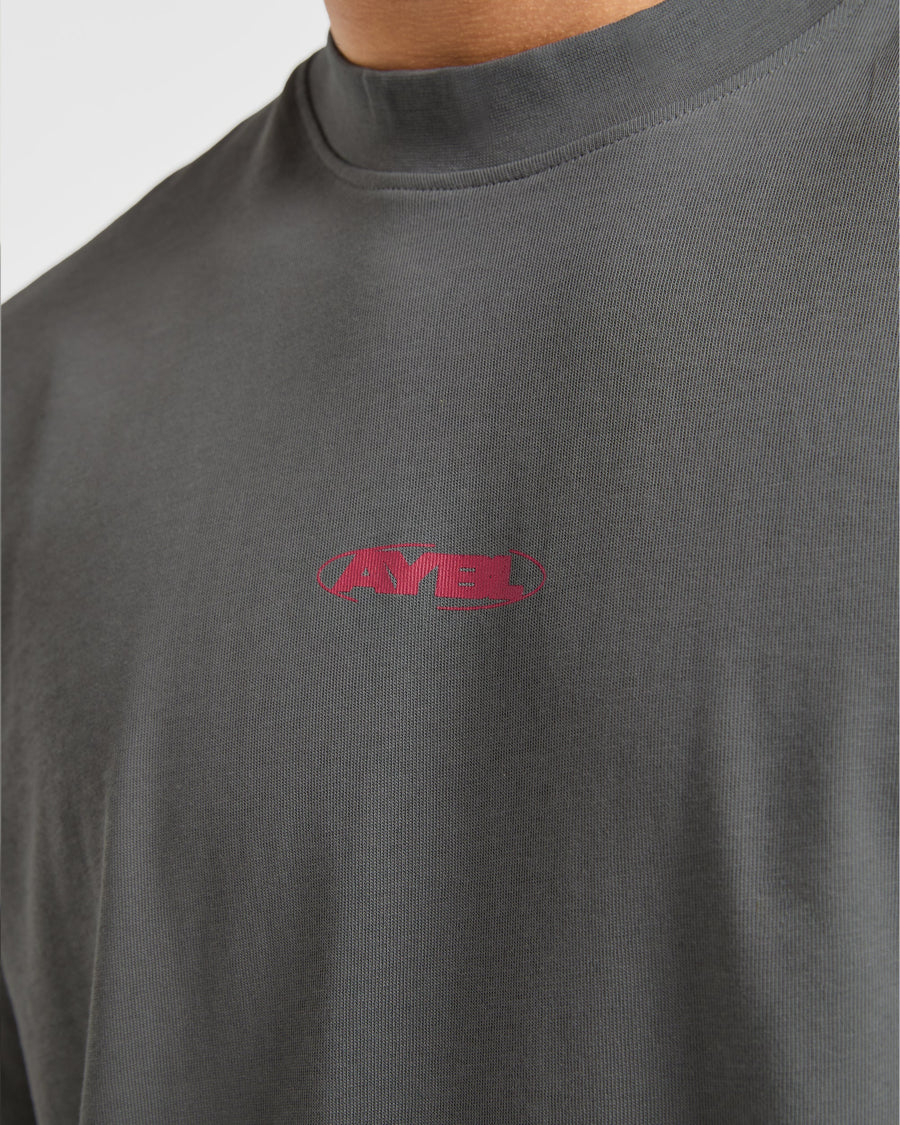 Orbit Oversized T Shirt - Charcoal/Rouge