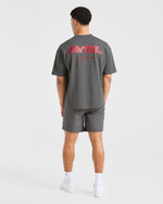 Orbit Oversized T Shirt - Charcoal/Rouge