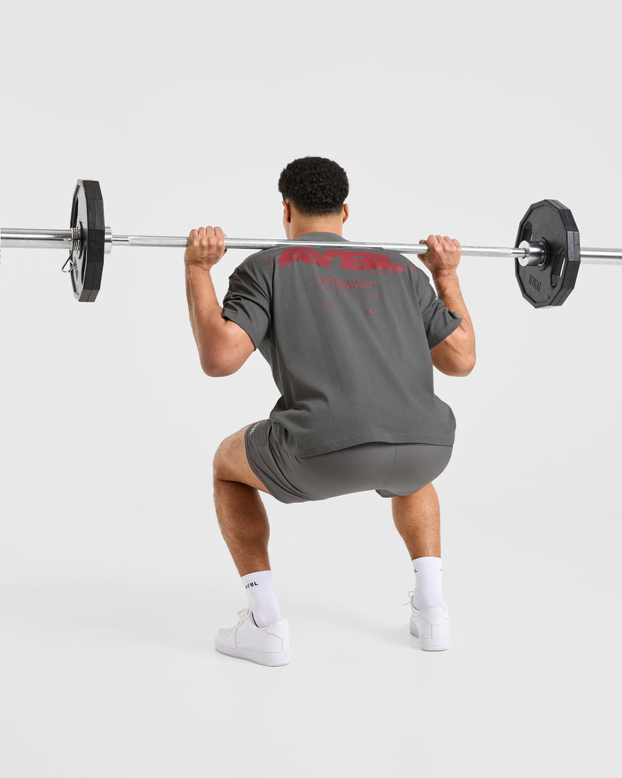 Orbit Oversized T Shirt - Charcoal/Rouge