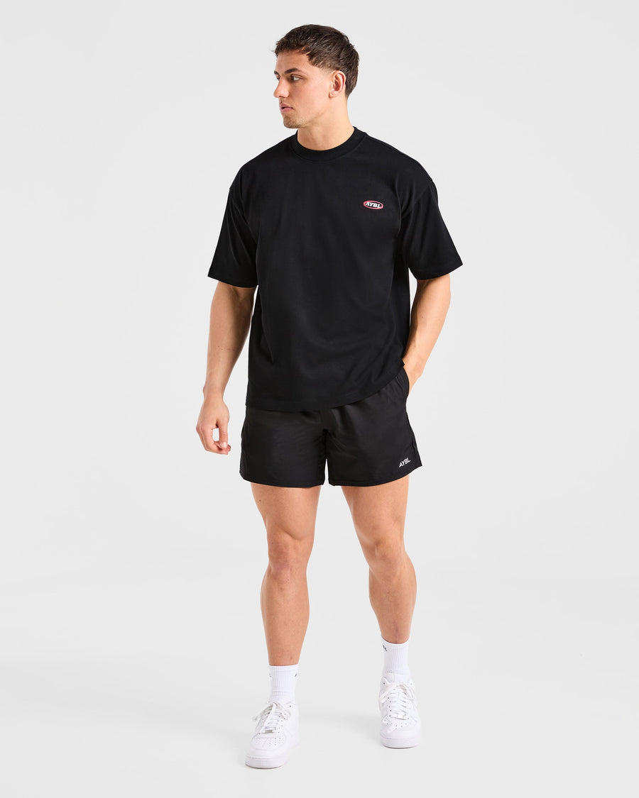 Athletics Script Oversized T Shirt - Noir