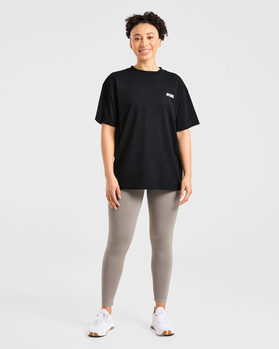 Focused Wavy Oversized T Shirt - Noir