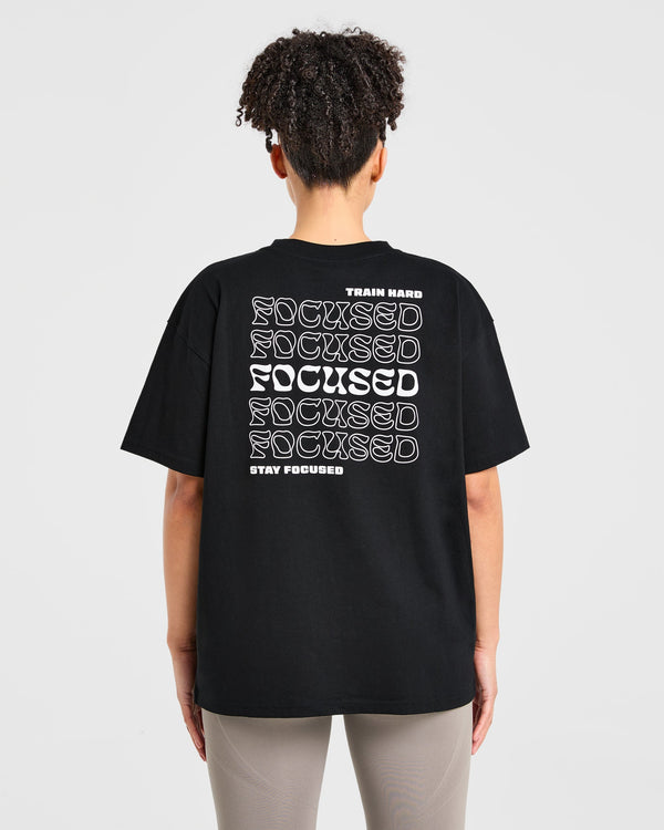 Focused Wavy Oversized T Shirt - Noir