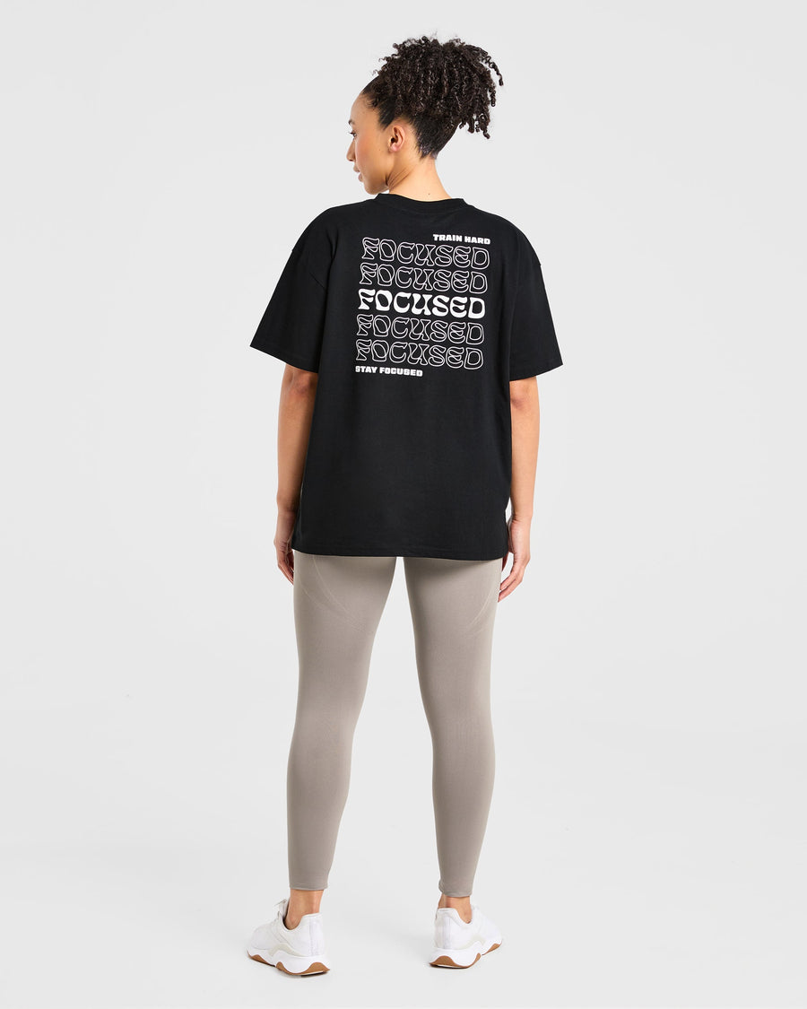 Focused Wavy Oversized T Shirt - Noir