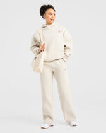 Retro Athletics Oversized Straight Leg Joggers - Sand