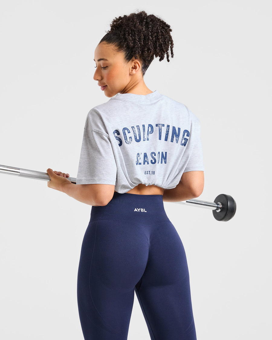 Sculpting Season Oversized T Shirt - Heather Gris/Navy