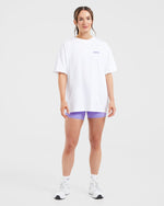 Stronger You Oversized T Shirt - Blanc/Violet