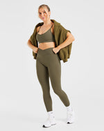 Sculpt Wrap Leggings - Deep Khaki