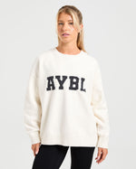 Varsity Oversized Knitted Sweater - Off Blanc