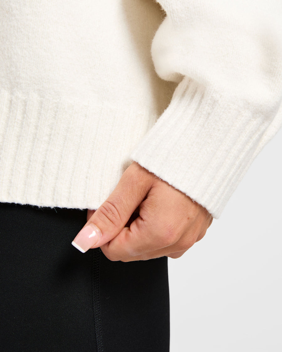 Varsity Oversized Knitted Sweater - Off Blanc