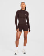 Empower Seamless Full Zip Jacket - Cocoa Brun