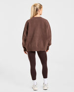 Varsity Oversized Knitted Sweater - Marron
