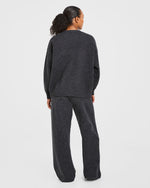 Varsity Oversized Knitted Joggers - Charcoal