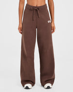 Varsity Oversized Knitted Joggers - Marron