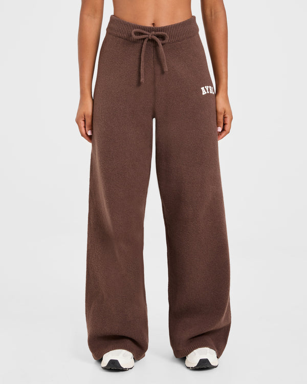 Varsity Oversized Knitted Joggers - Marron