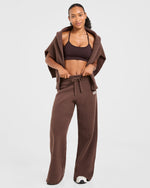 Varsity Oversized Knitted Joggers - Marron