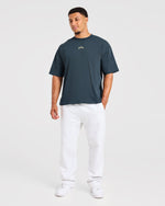 Relentless Eagle Oversized T Shirt - Petrol Bleu