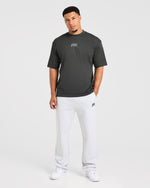 Heavy Lifting Gothic Oversized T Shirt - Charcoal/Jaune
