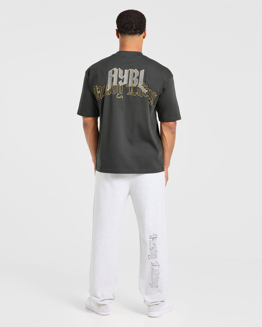 Heavy Lifting Gothic Oversized Straight Leg Joggers - Gris Marl
