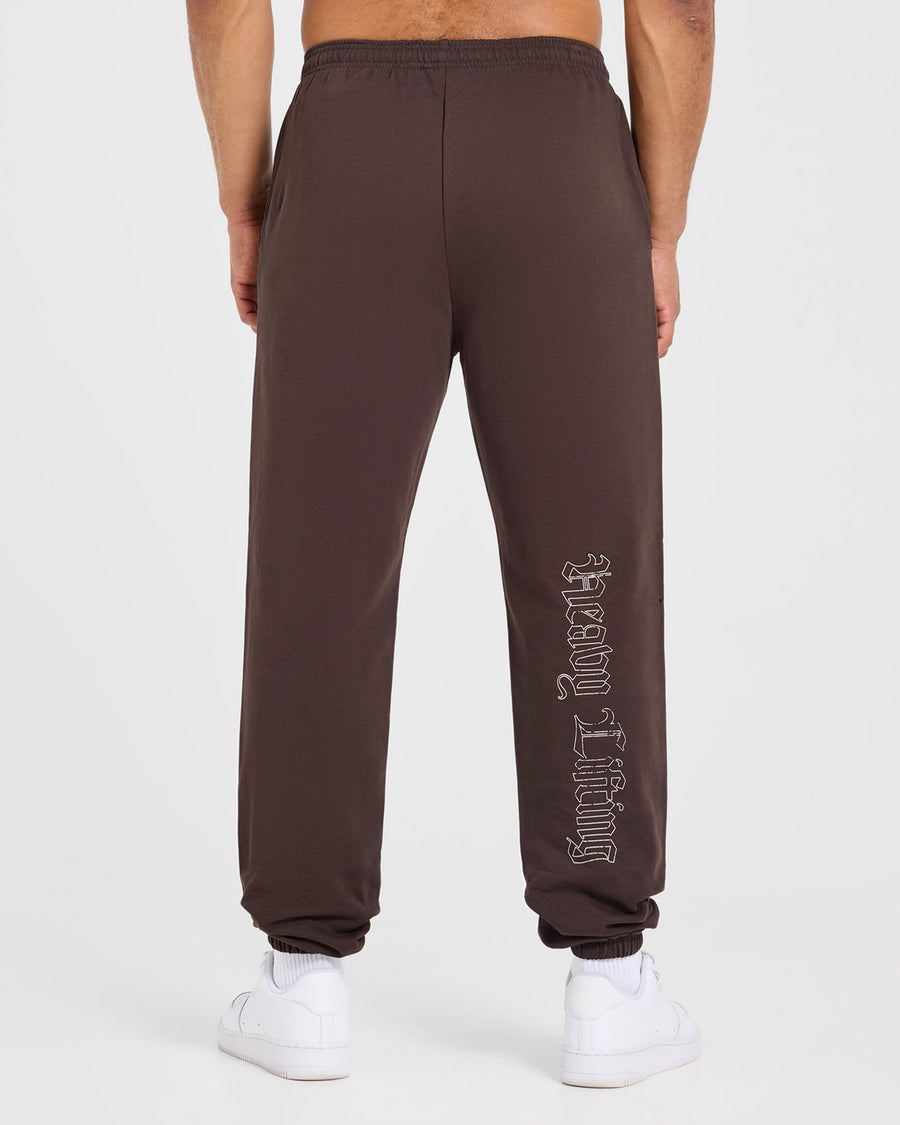Heavy Lifting Gothic Oversized Joggers - Marron/Crème