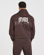 Heavy Lifting Gothic Oversized Hoodie - Marron/Crème