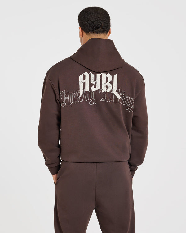 Heavy Lifting Gothic Oversized Hoodie - Marron/Crème