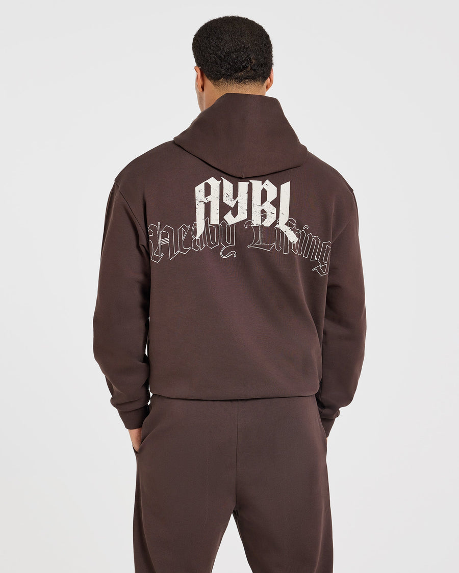 Heavy Lifting Gothic Oversized Hoodie - Marron/Crème