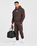 Heavy Lifting Gothic Oversized Hoodie - Marron/Crème
