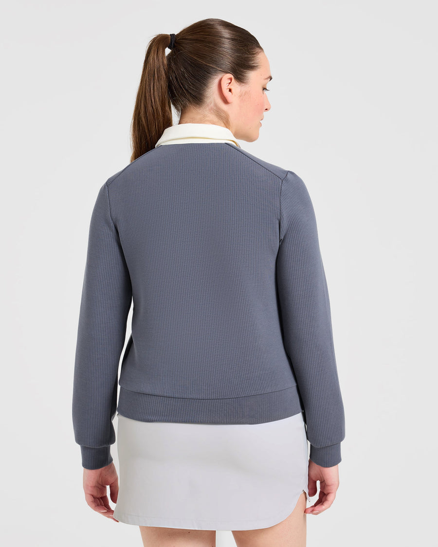 Signature Long Sleeve Polo - Steel Bleu