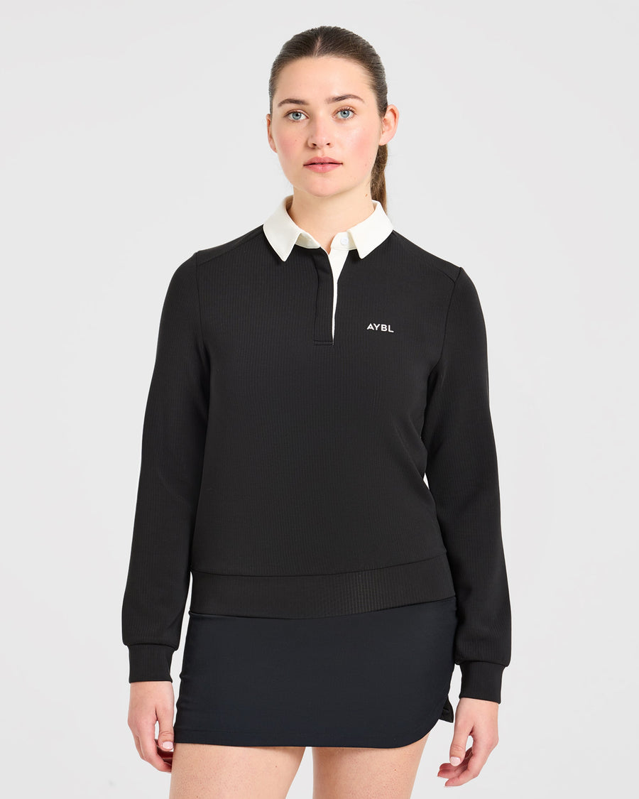 Signature Long Sleeve Polo - Noir