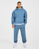 Lift Club Distressed Hoodie - Washed Indigo