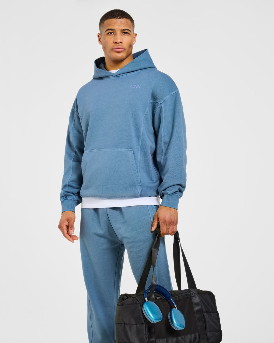 Lift Club Distressed Hoodie - Washed Indigo