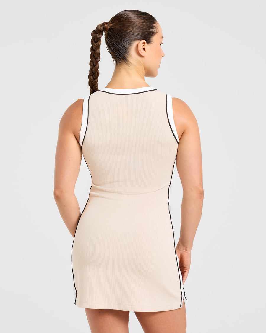 Signature V Neck Dress - Sand