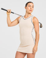 Signature V Neck Dress - Sand