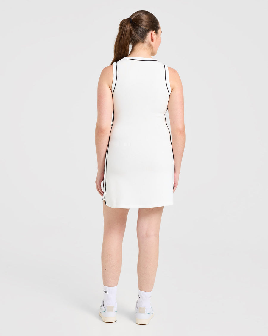 Signature V Neck Dress - Blanc