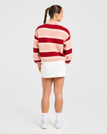 Signature Relaxed Knitted Polo - Burgundy/Rose