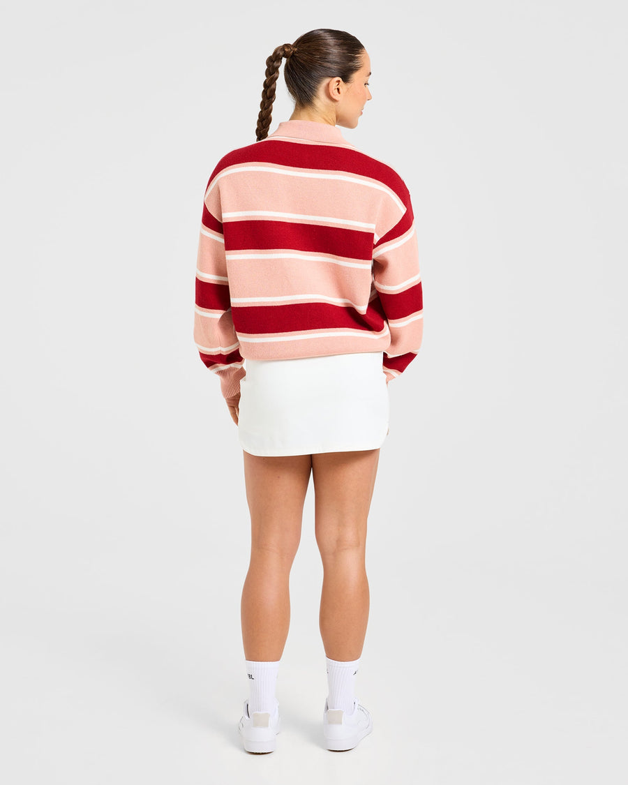 Signature Relaxed Knitted Polo - Burgundy/Rose