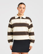 Signature Relaxed Knitted Polo - Beige/Marron