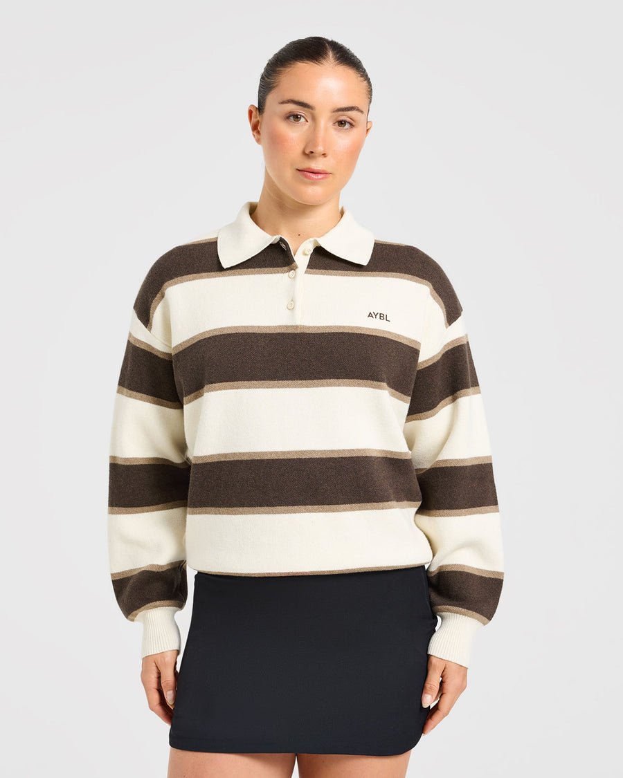 Signature Relaxed Knitted Polo - Beige/Marron