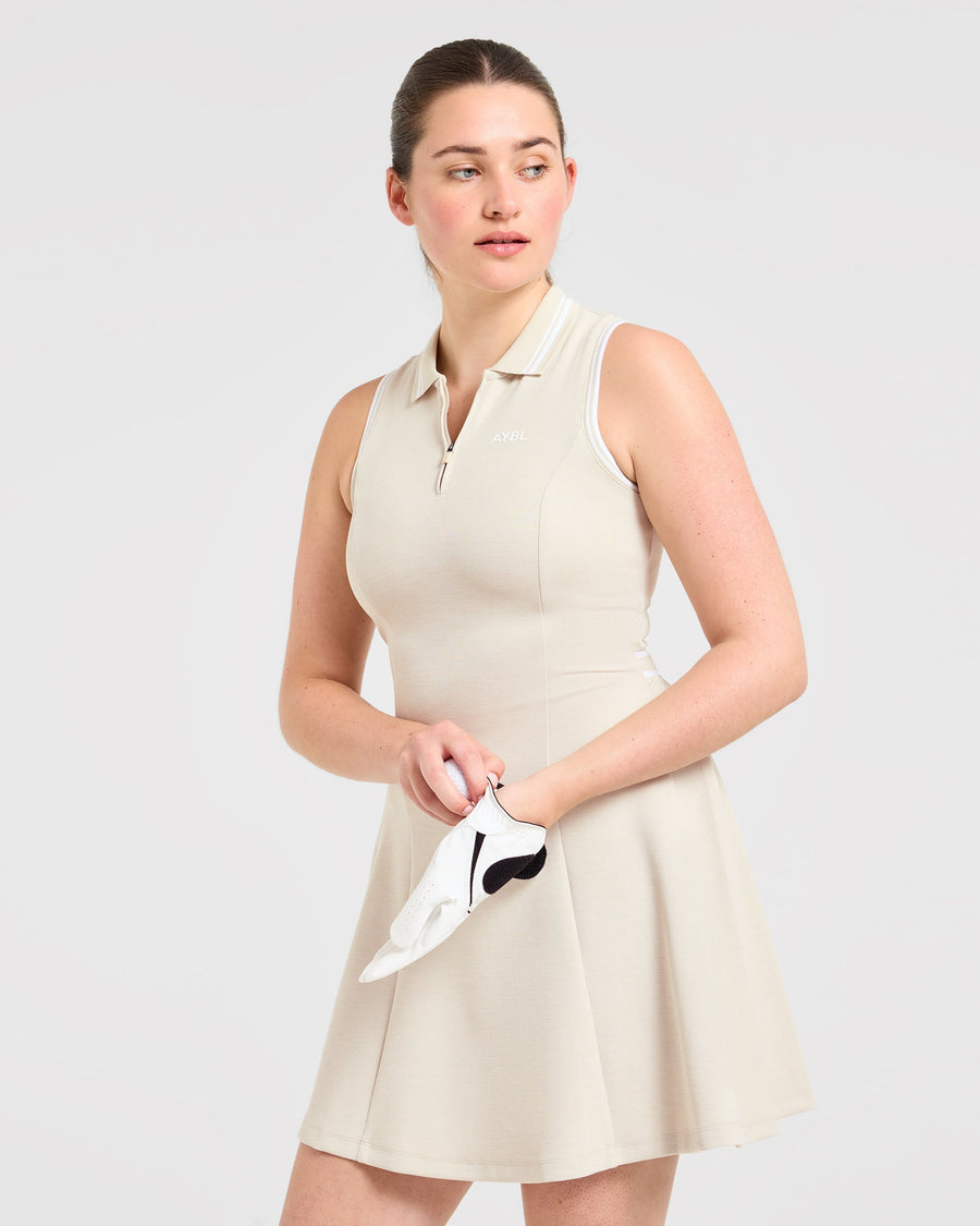 Classic Pleated Dress - Sand