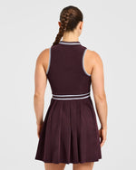 Classic Pleated Dress - Burgundy
