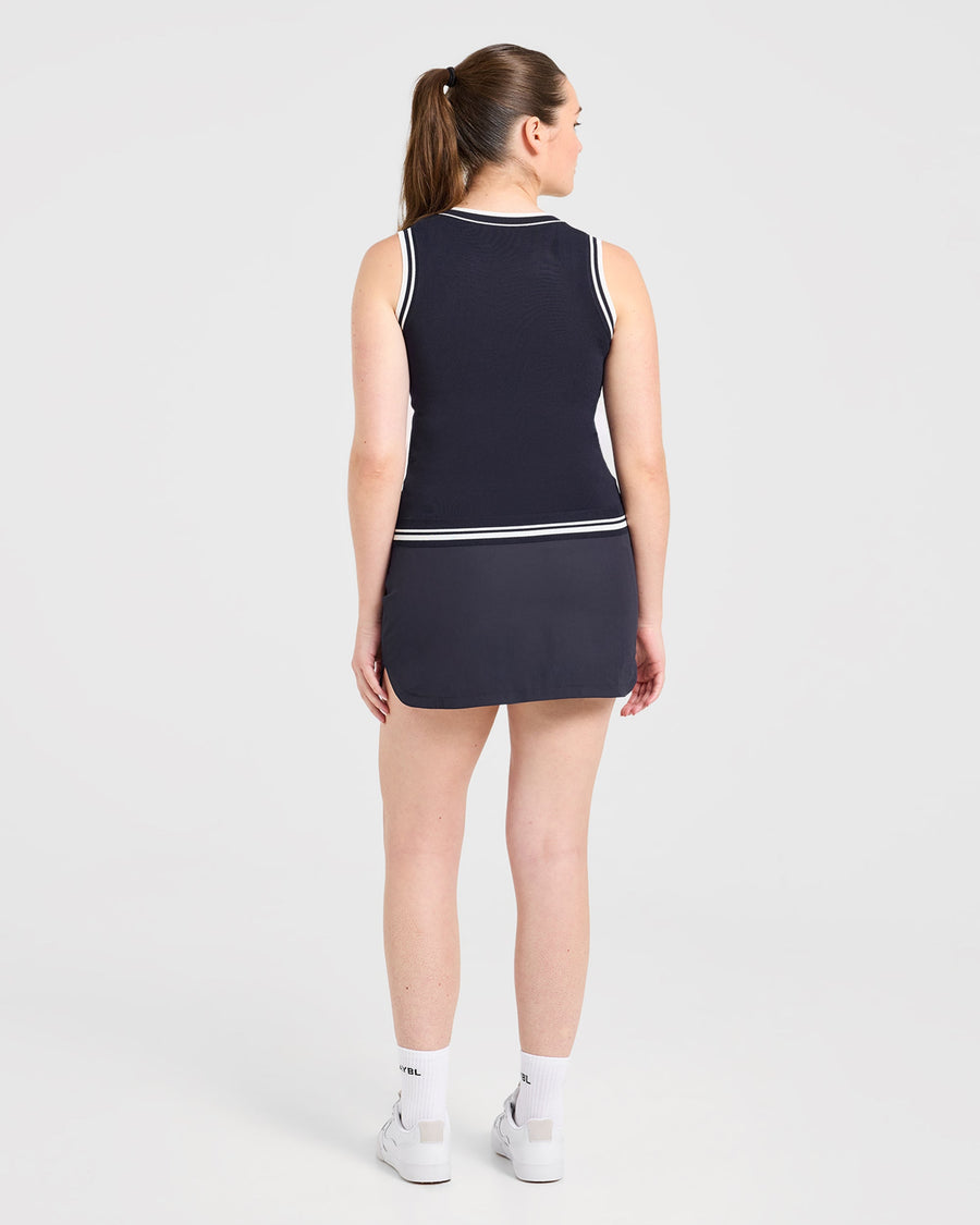 Classic Knitted V Neck Vest - Navy