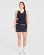 Classic Knitted V Neck Vest - Navy