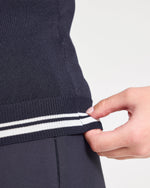 Classic Knitted Long Sleeve Polo - Navy