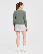 Classic Knitted Long Sleeve Polo - Hillside Vert