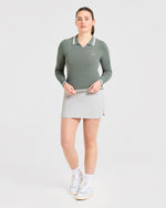 Classic Knitted Long Sleeve Polo - Hillside Vert