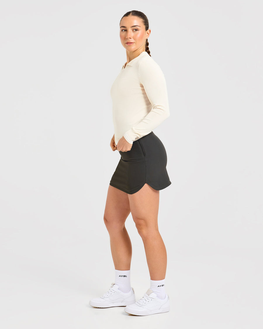 Classic Knitted Long Sleeve Polo - Beige