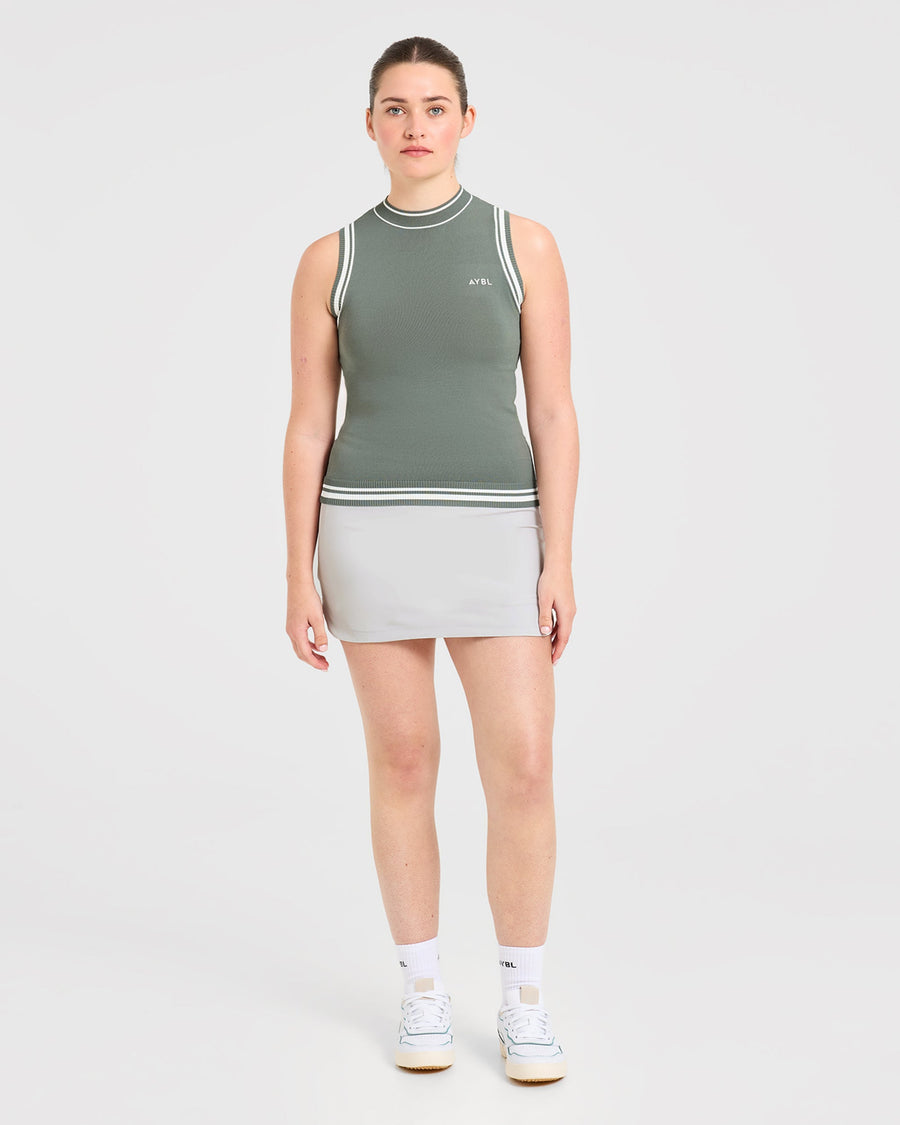 Classic Knitted High Neck Vest - Hillside Vert