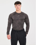 Camo Seamless Long Sleeve T Shirt - Charcoal